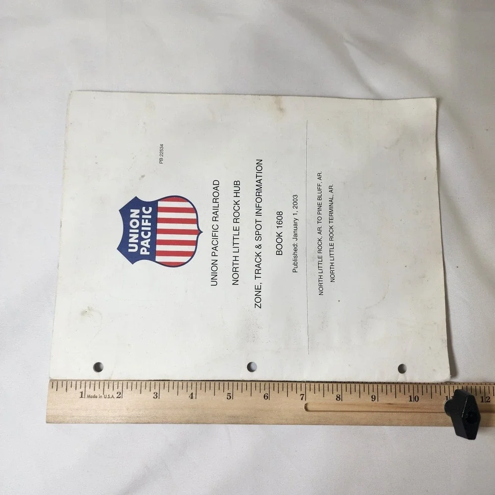 Union Pacific Railroad 2003 North Little Rock Hub Book 1608 Track & Spot Info